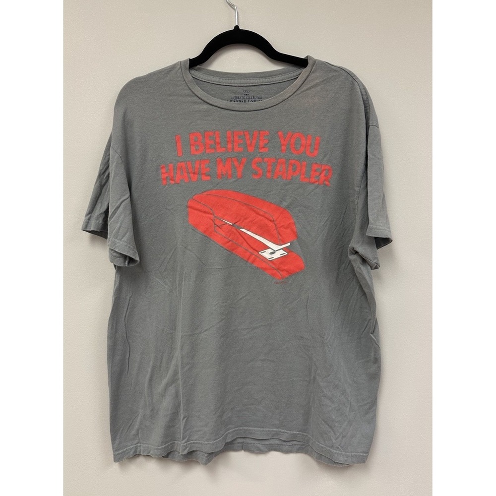 Office Space Movie GAP Stapler Shirt T-Shirt Size Men's XL Gray Funny